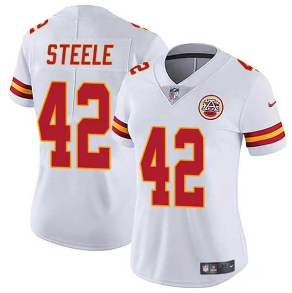 Women%27s Kansas City Chiefs #42 Carson Steele White Vapor Untouchable Limited Stitched Jersey Dzhi->women nfl jersey->Women Jersey